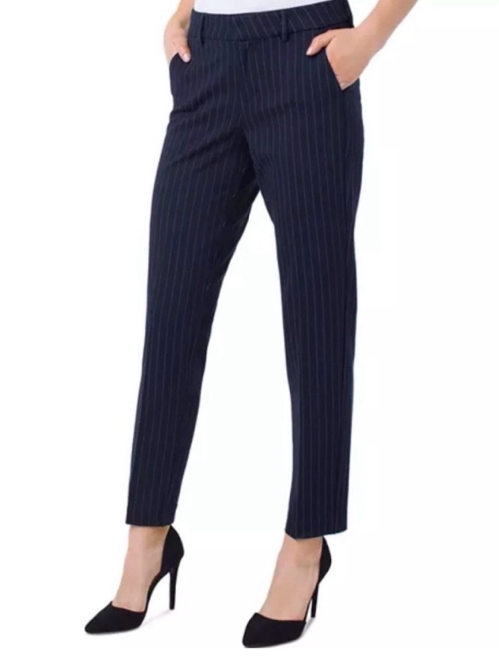 NWT Liverpool Kelsey navy / white Stripe Knit Tapered Trousers women Size 12/31